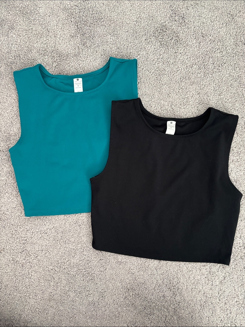 Teal or Black Sleeveless Crop Tops